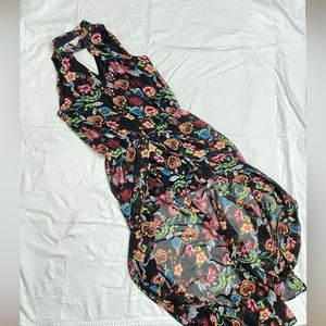 Sexy floral romper with long back